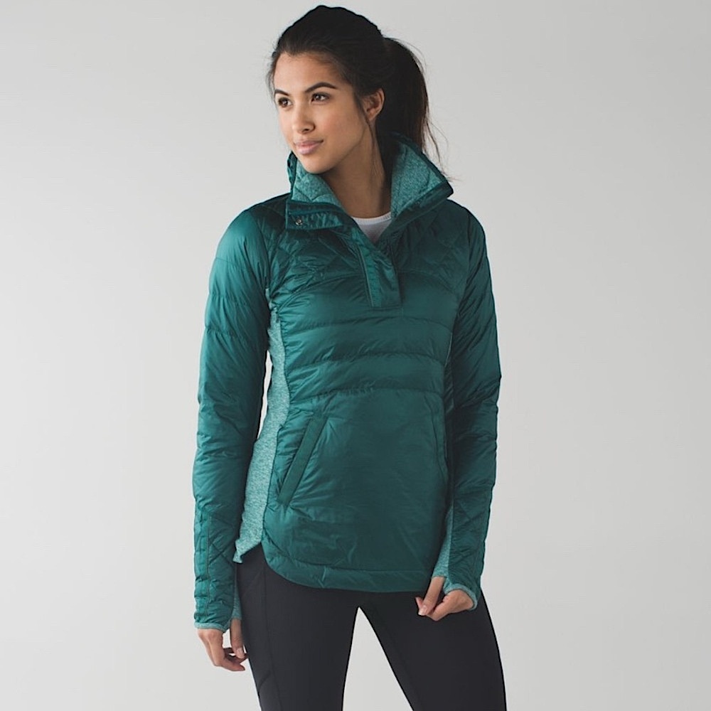 Lululemon Down For A Run Pullover w/ Goose Down Insulation in Forage Teal Size 6